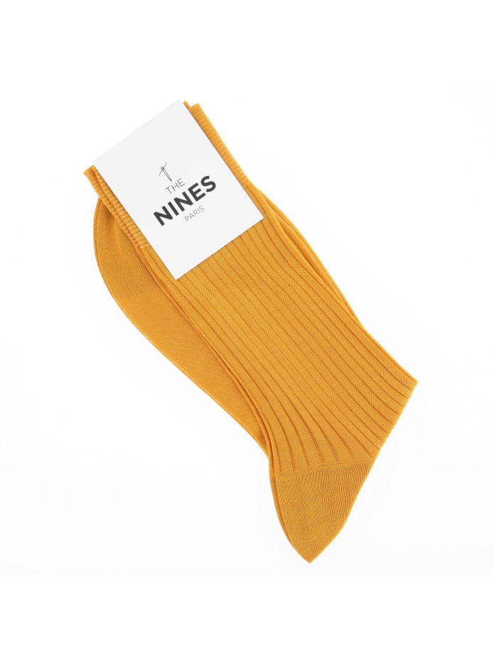Calcetines de hilo escocés amarillo mostaza