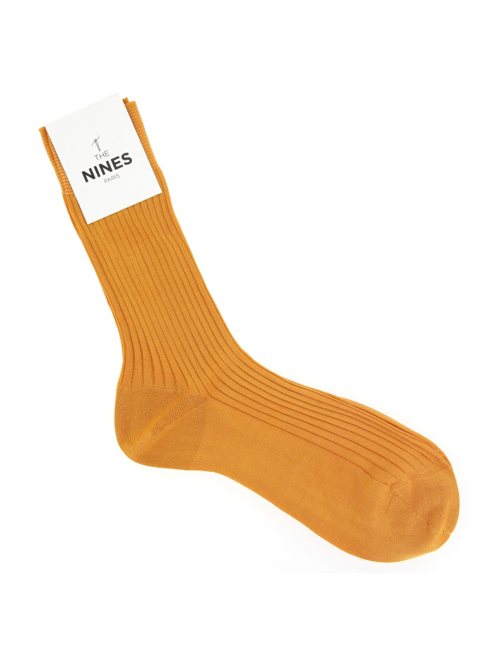 Chaussettes fil d'Écosse jaune moutarde