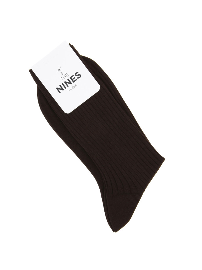 Calcetines de hilo escocés marrón oscuro