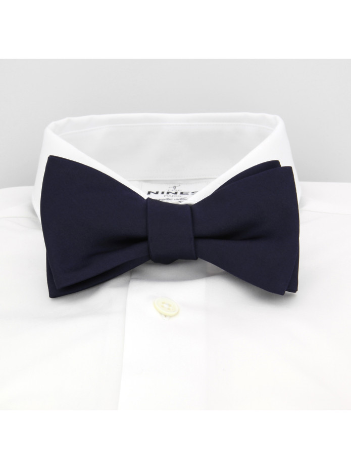 Noeud papillon en satin bleu nuit à nouer - Monte Carlo