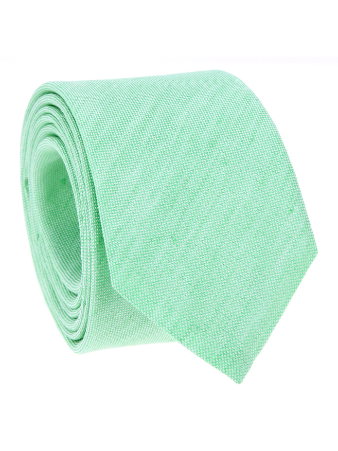 Corbata verde agua de seda y lino trenzados - Bérgamo