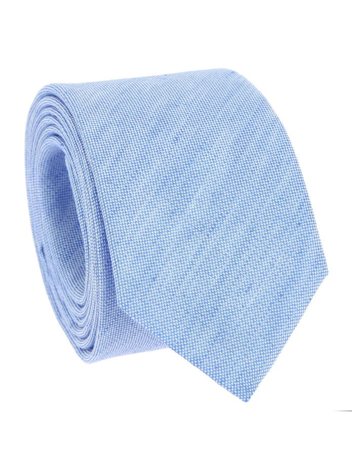 Corbata azul cielo de seda y lino trenzados - Bérgamo