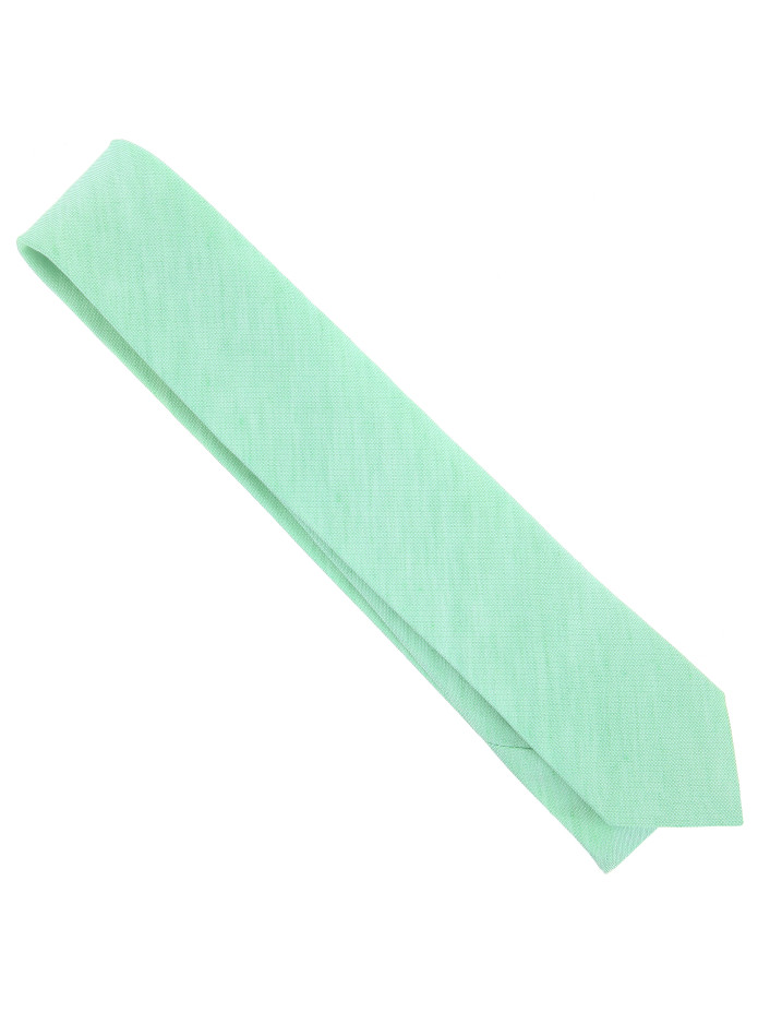 Corbata verde agua de seda y lino trenzados - Bérgamo