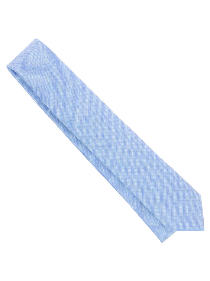 Corbata azul cielo en seda y lino trenzados - Bérgamo