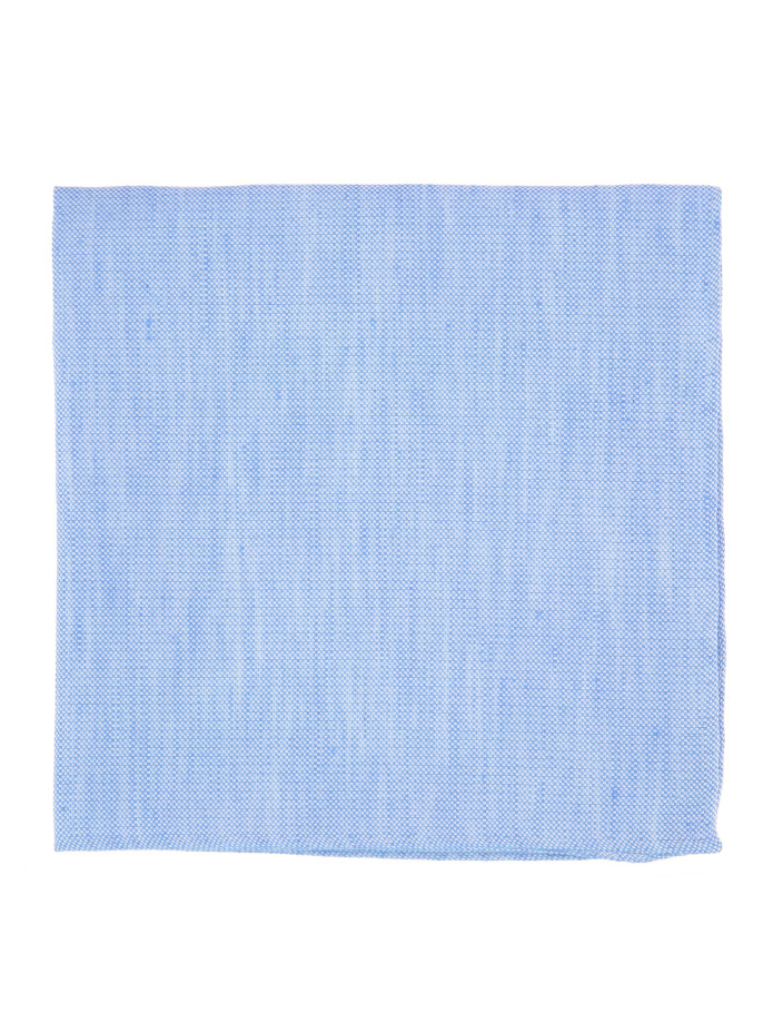 Pañuelo de bolsillo azul cielo de seda y lino trenzados - Bérgamo