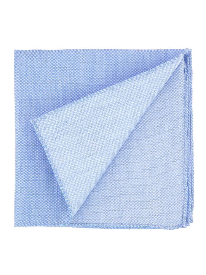 Pañuelo de bolsillo azul cielo de seda y lino trenzados - Bérgamo