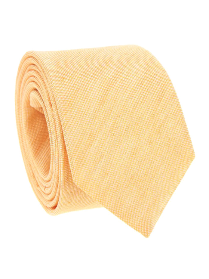Corbata amarilla de seda y lino trenzados - Bérgamo