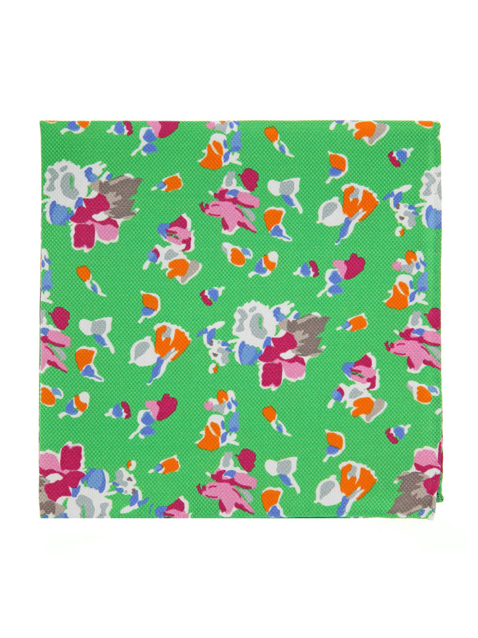 Pañuelo de traje con flores verde