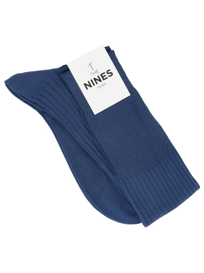 Calcetines ejecutivos de hilo escocés azul oscuro