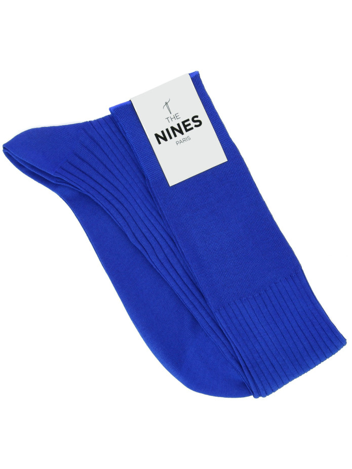 Calcetines hasta la pantorrilla de hilo de Escocia azul eléctrico