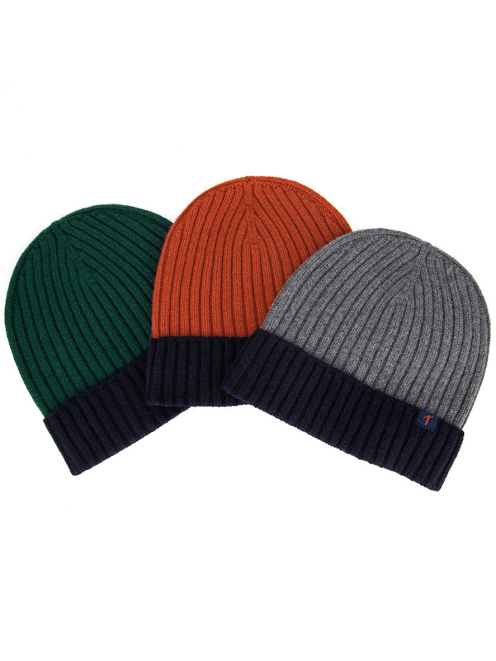 Gorro bicolor azul marino y óxido