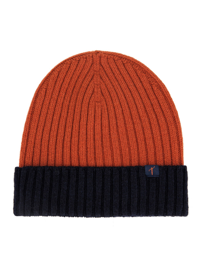 Gorro bicolor azul marino y óxido