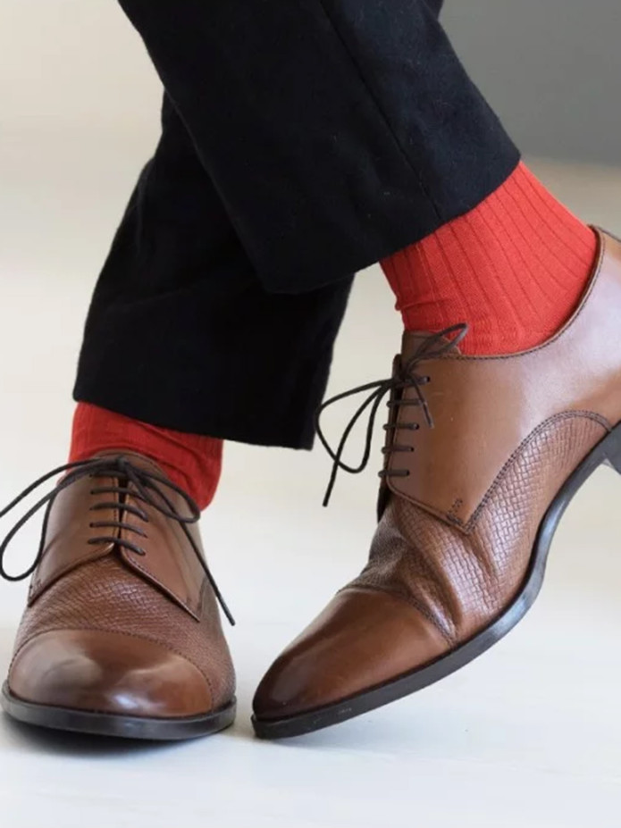 Calcetines de hilo de Escocia naranja tierra batida