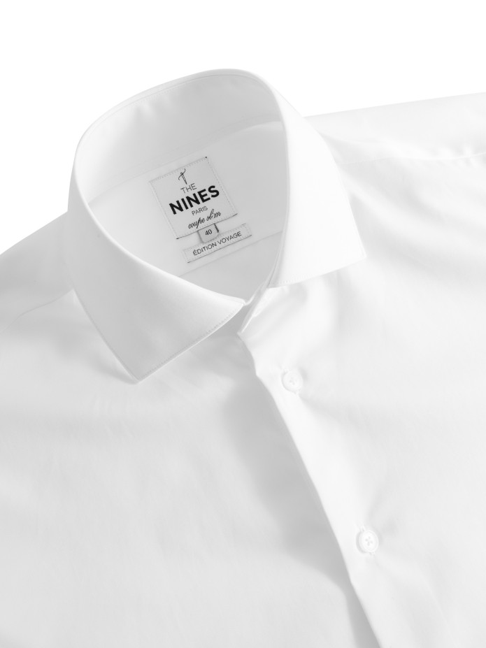 Chemise infroissable col italien blanche