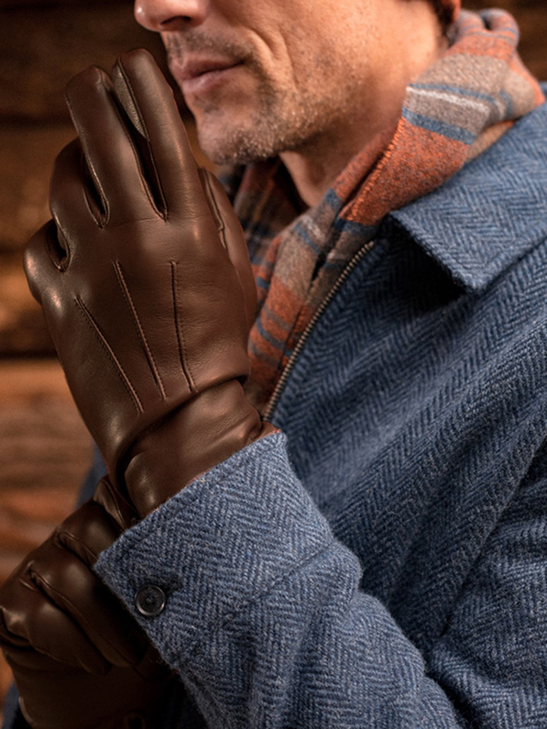 Guantes Clásicos De Vestir Para Hombre - Piel De Cordero Genuina Negra, Forrados De Cachemir - Elegantes Y Cómodos