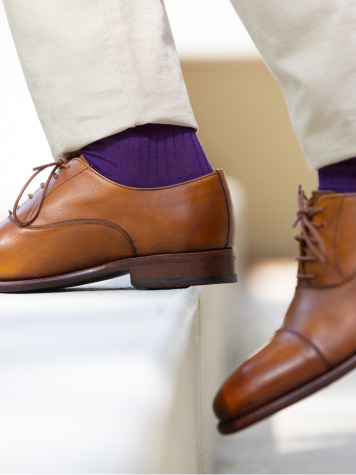 Calcetines de hilo de Escocia violeta