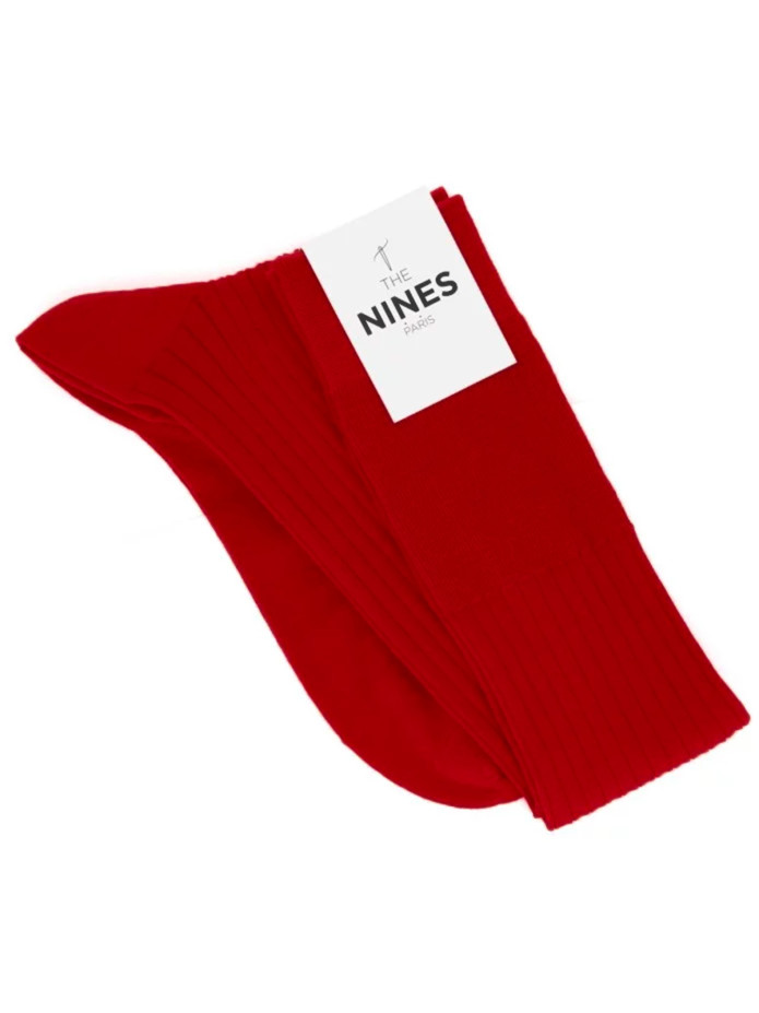 Calcetines hasta la rodilla de hilo de Escocia rojo pasión