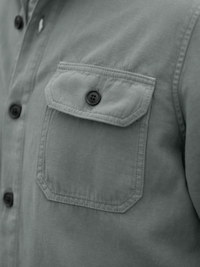 Sobrecamisa verde caqui de lino y algodón