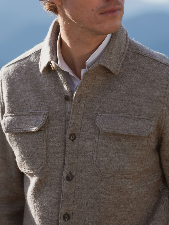 Surchemise en laine bouillie beige