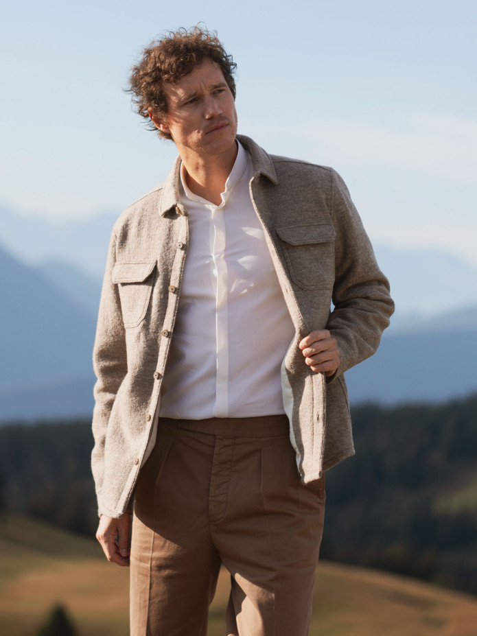 Sobrecamisa de lana cocida beige