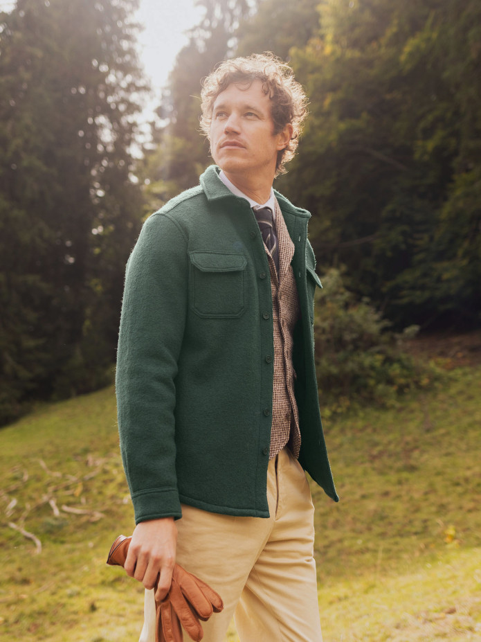 Sobrecamisa de lana hervida verde