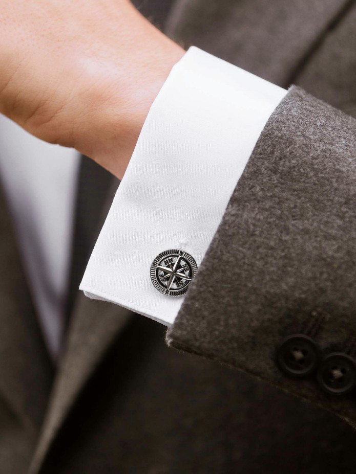 Bouton de manchette rose des vents