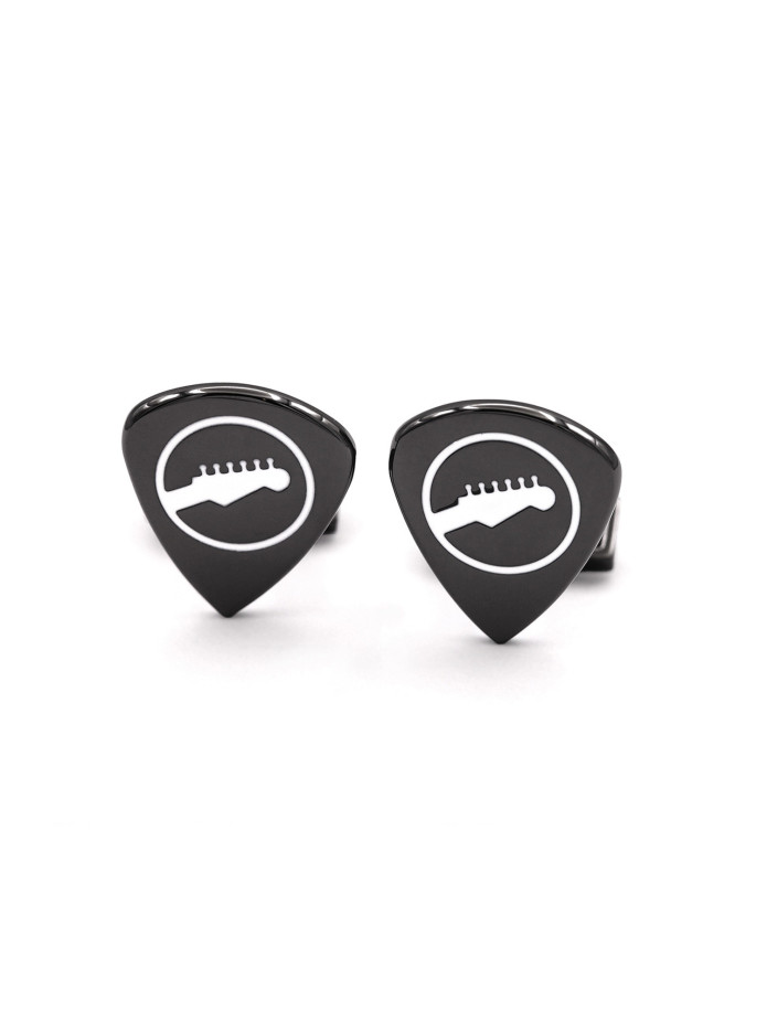 botón de puño con forma de púa de guitarra