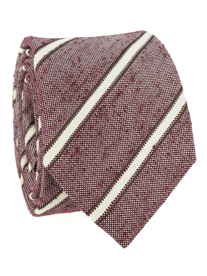 Corbata rojo burdeos con rayas beige