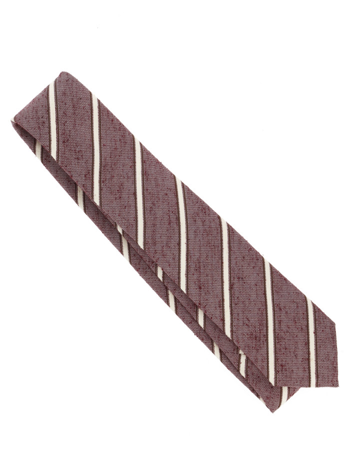 Corbata roja burdeos con rayas beige