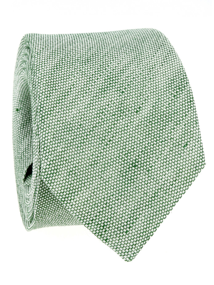 Corbata de lino y algodón verde oliva Verona