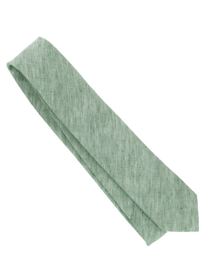 Corbata de lino y algodón verde oliva Verone