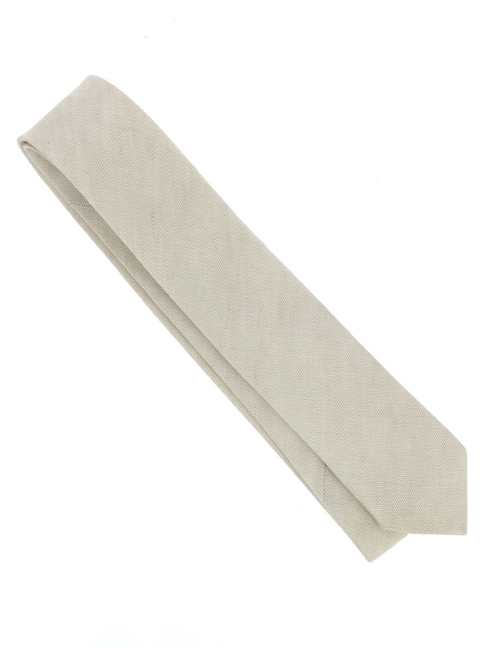 Corbata beige de lino y algodón Verone