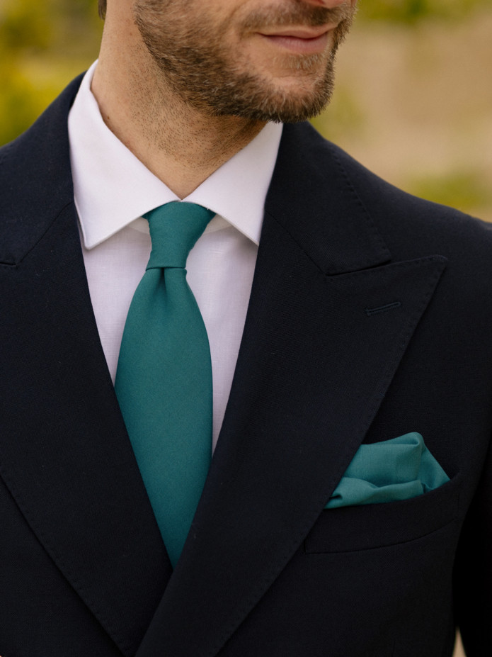 Corbata azul petróleo de seda Amalfi