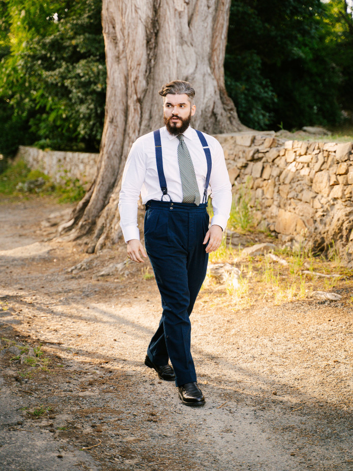 Tirantes para hombre azul marino con botones
