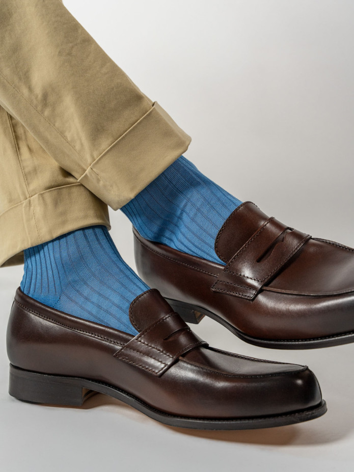 Calcetines de hilo de Escocia azul celeste