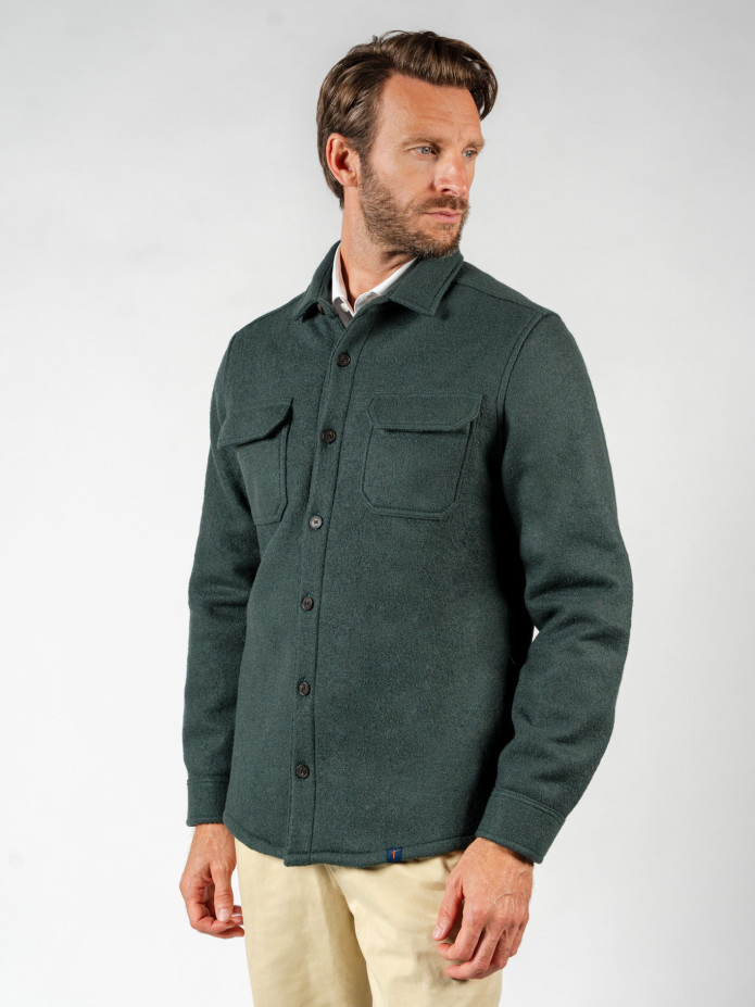 Sobrecamisa de lana hervida verde