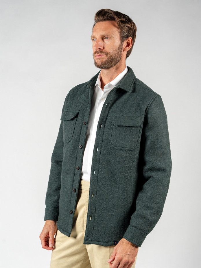 Sobrecamisa de lana hervida verde