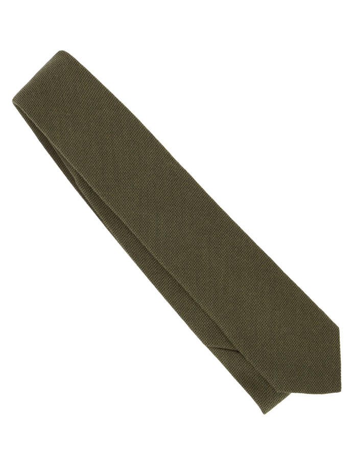 Corbata de lana verde oliva con espiguilla