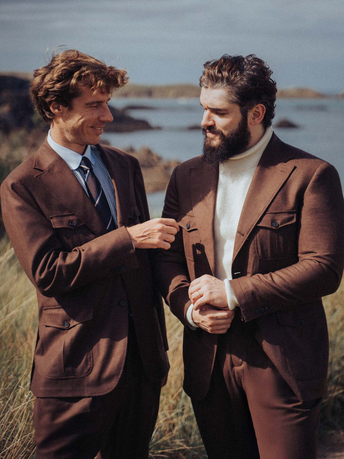 Chaqueta sahariana de franela marrón Litha