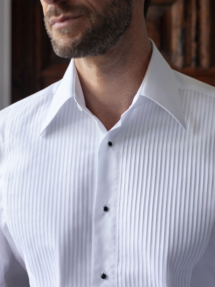 Camisa de esmoquin con cuello francés y pechera