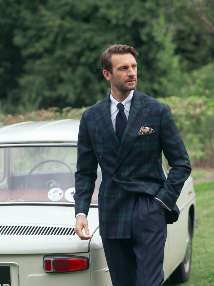 Blazer cruzado de tartán Glaz