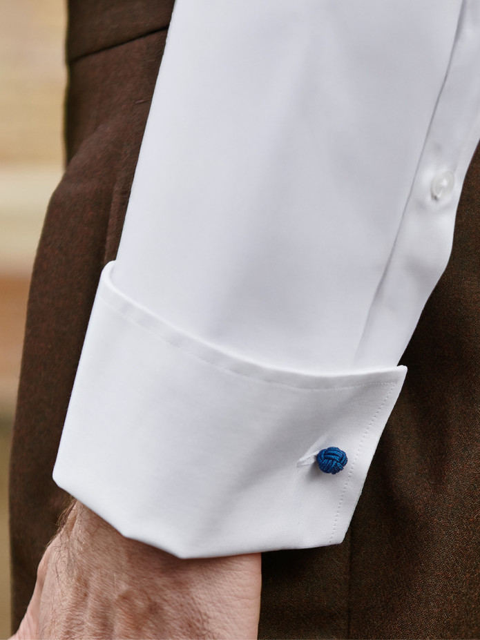 Camisa cuello de puntas en popelina blanca