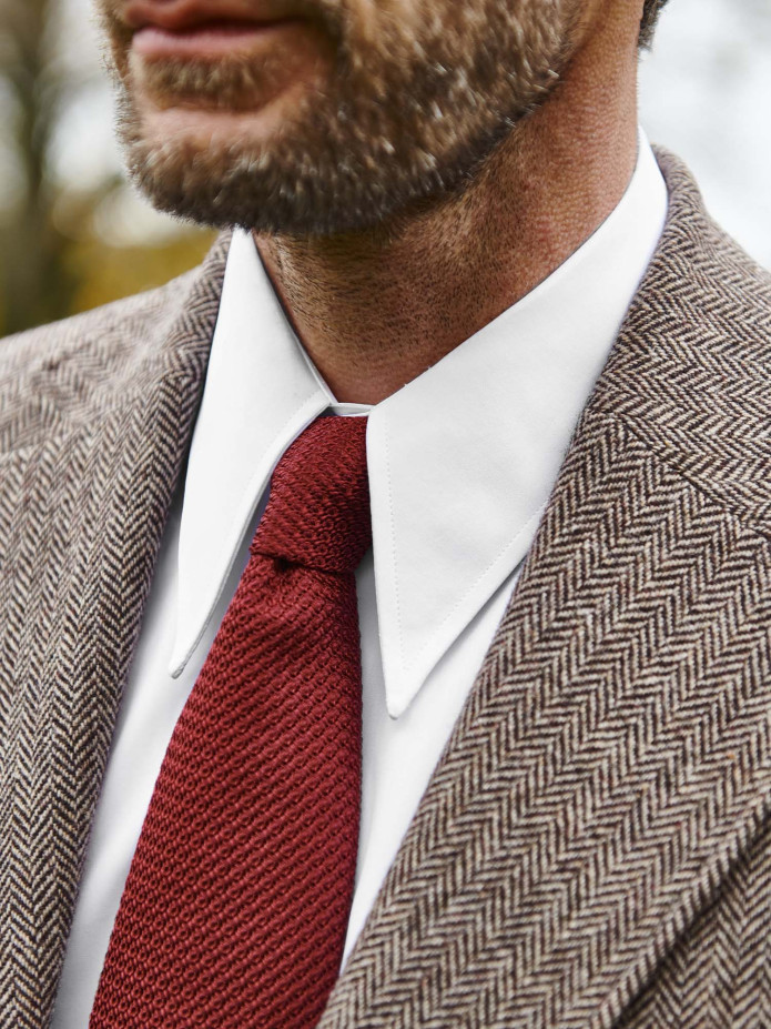 Camisa cuello de puntas en popelina blanca