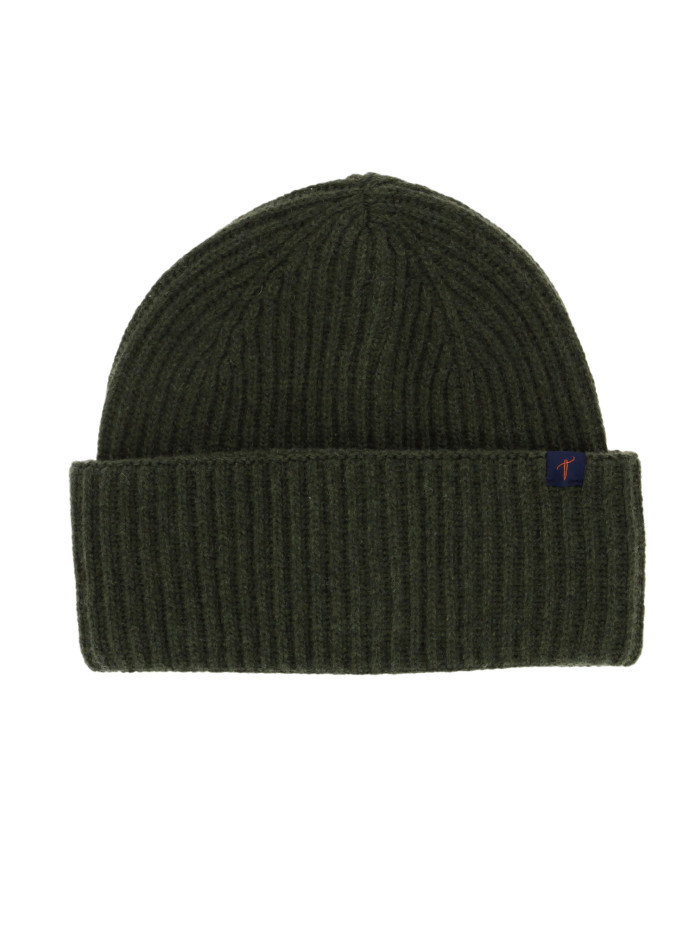 Gorro verde bosque de costillas lana y cachemira - Woca