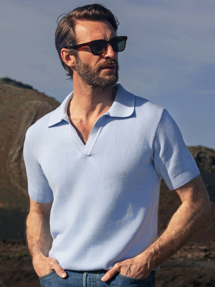 Polo Malla Nazaré Azul Cielo