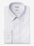 Camisa de cuello clásico blanca a finas rayas
