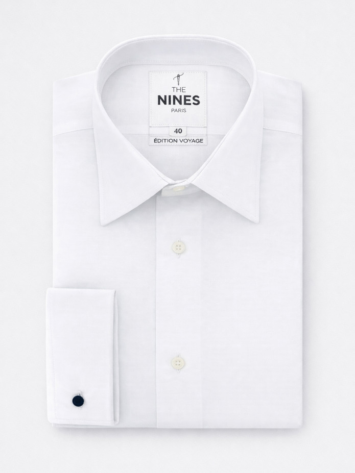 Camisa cuello francés blanca puños de gemelos