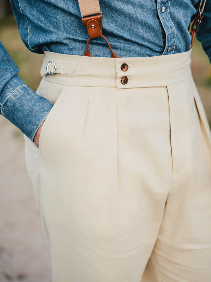 Pantalón de talle alto beige - Litha