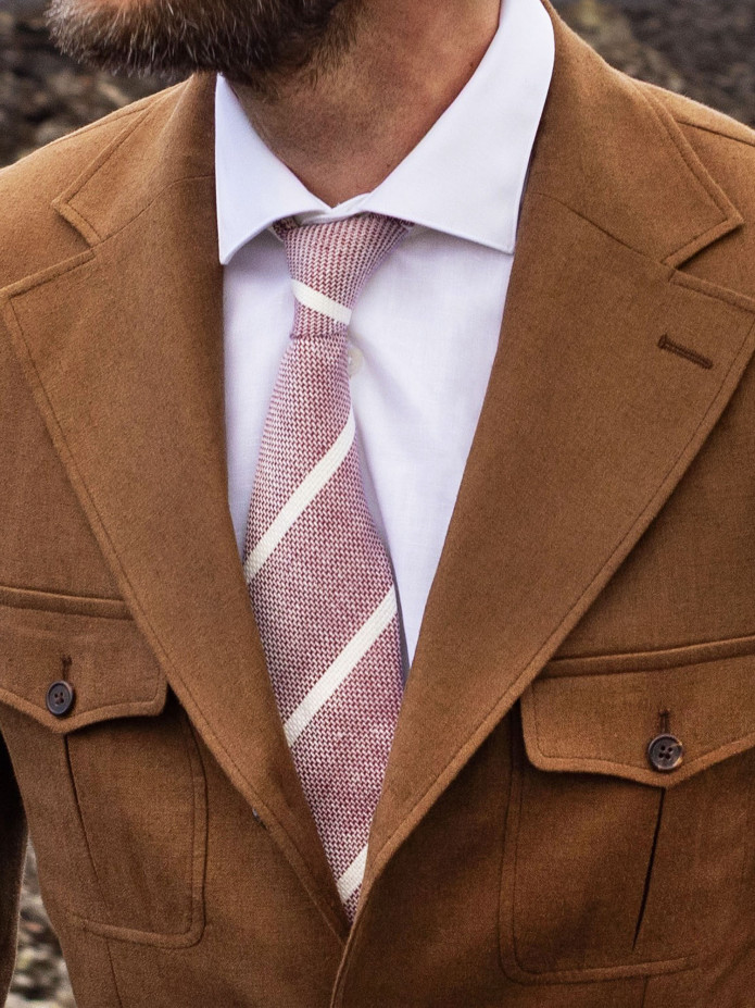 Camisa de cuello italiano de lino y algodón blanca