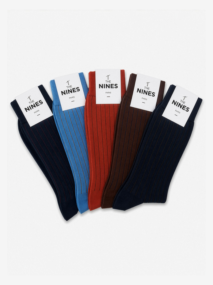 Organizador semanal 5 pares de calcetines de hilo de Escocia a rayas